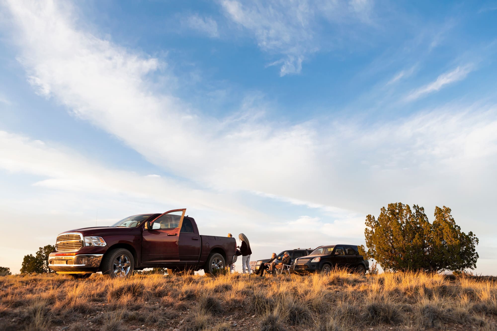 extended family camping out, Galisteo Basin, Santa Fe, NM.
