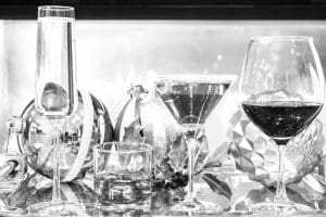 Sparkling crystal glass alcohol drinks monochromatic